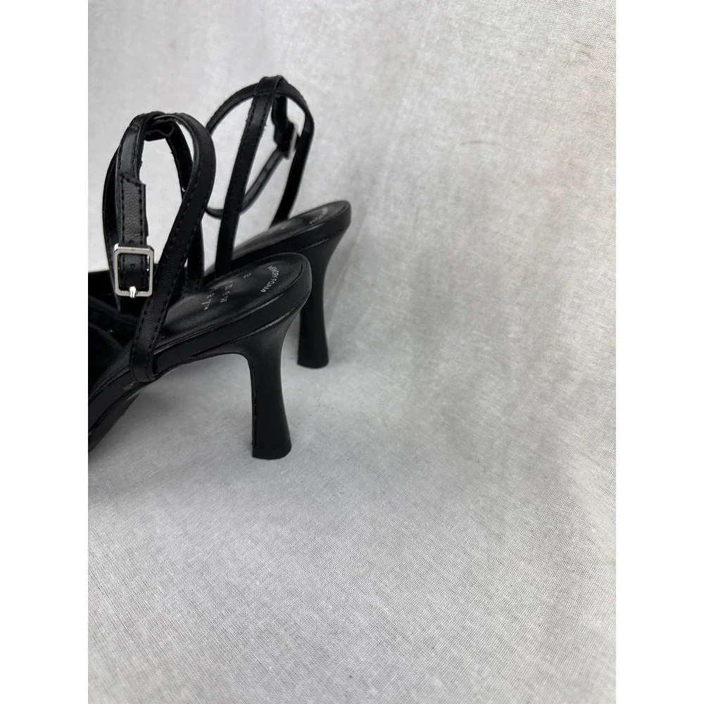 A New Day Womens Black Sequin Pearl‎ Mesh Pointed Toe Ankle Strap Pumps Size 6